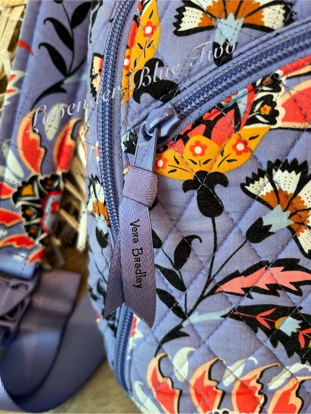 VERA BRADLEY Mural Garden Essentials Lighten Up Sling Lavender Purple Orange Flo - Picture 4 of 14